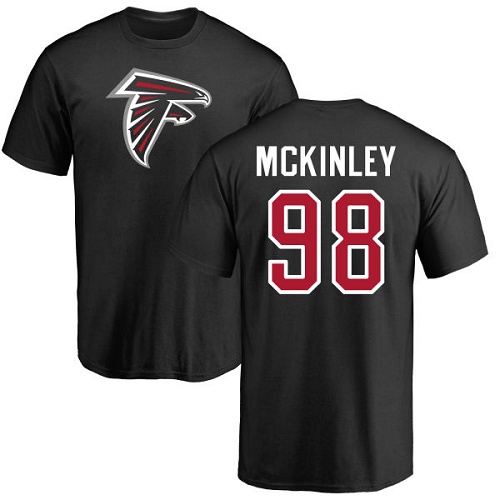 Atlanta Falcons Men Black Takkarist McKinley Name And Number Logo NFL Football #98 T Shirt